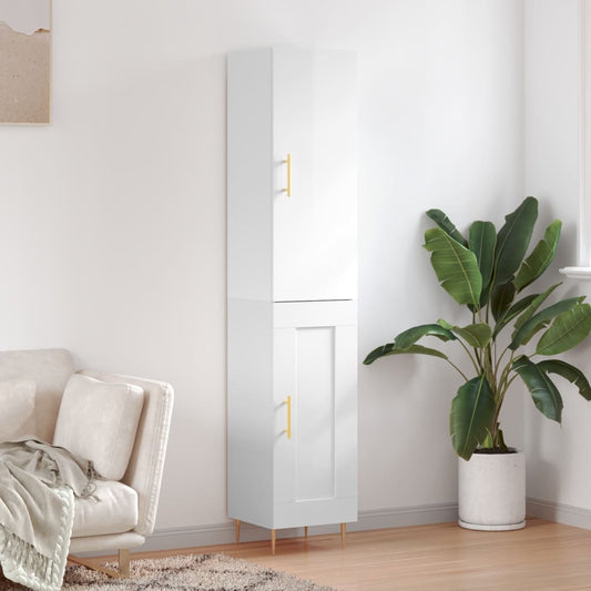 Berkfield Highboard High Gloss White 34.5x34x180 cm Engineered Wood
