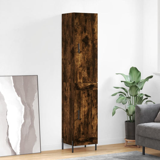 Berkfield Highboard Smoked Oak 34.5x34x180 cm Engineered Wood