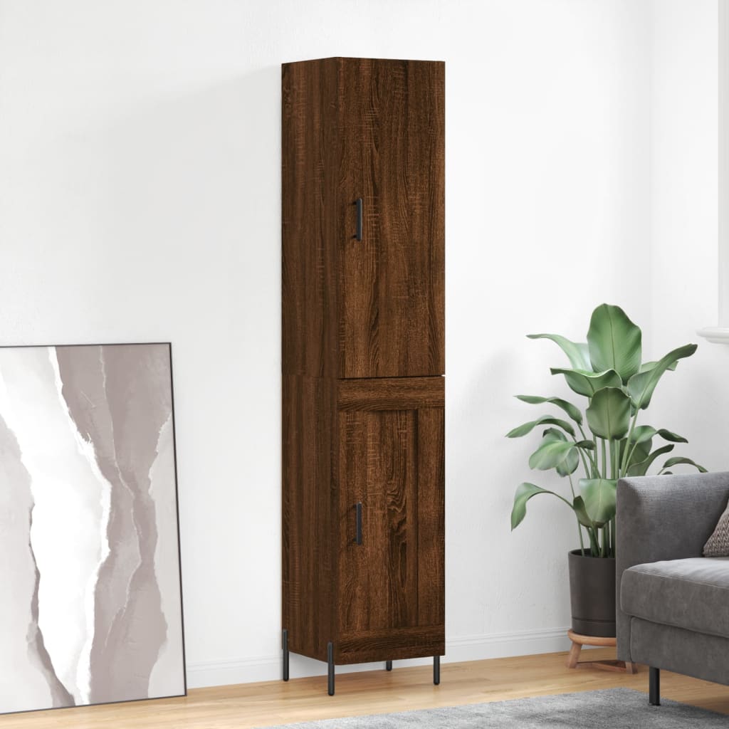 Berkfield Highboard Brown Oak 34.5x34x180 cm Engineered Wood