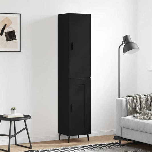 Berkfield Highboard Black 34.5x34x180 cm Engineered Wood