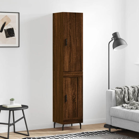 Berkfield Highboard Brown Oak 34.5x34x180 cm Engineered Wood