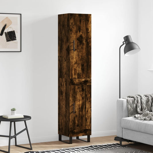 Berkfield Highboard Smoked Oak 34.5x34x180 cm Engineered Wood