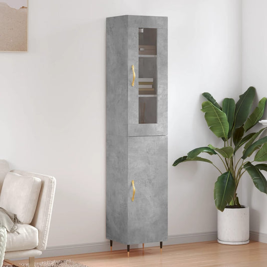 Berkfield Highboard Concrete Grey 34.5x34x180 cm Engineered Wood