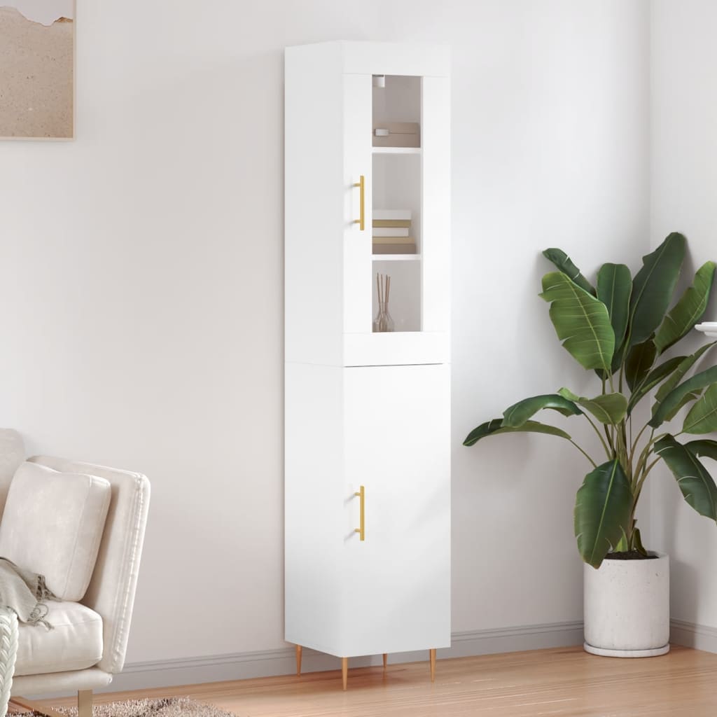 Berkfield Highboard High Gloss White 34.5x34x180 cm Engineered Wood