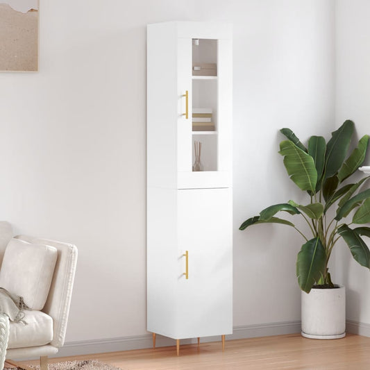 Berkfield Highboard High Gloss White 34.5x34x180 cm Engineered Wood