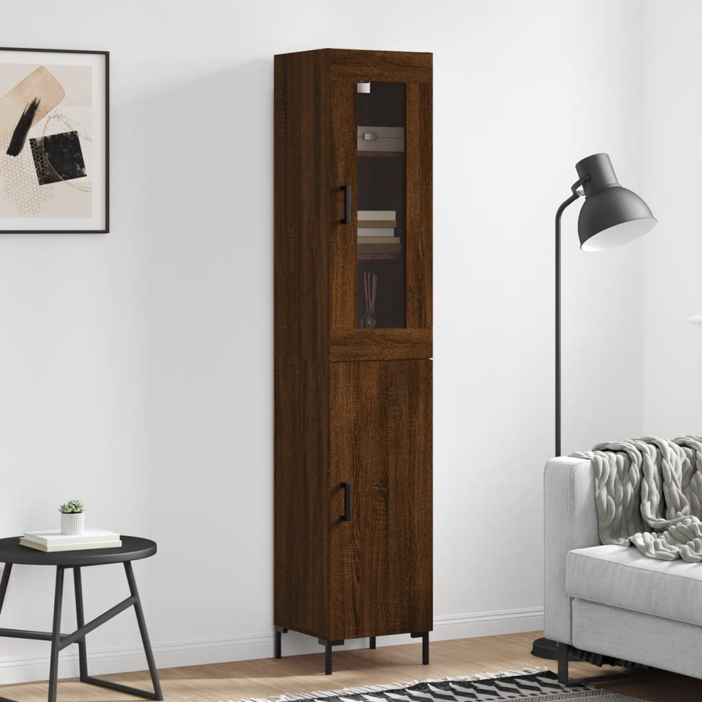 Berkfield Highboard Brown Oak 34.5x34x180 cm Engineered Wood