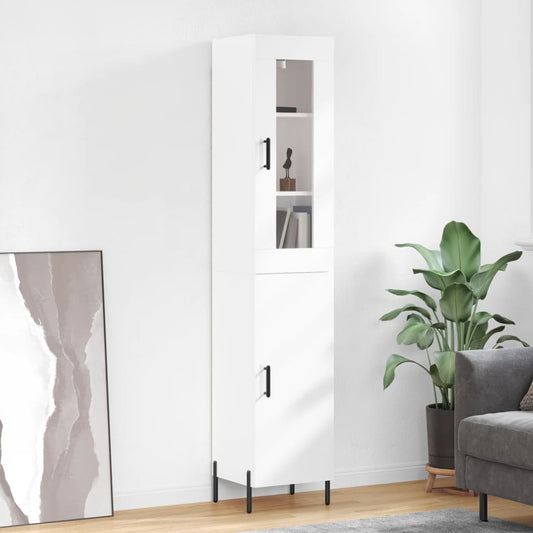 Berkfield Highboard High Gloss White 34.5x34x180 cm Engineered Wood