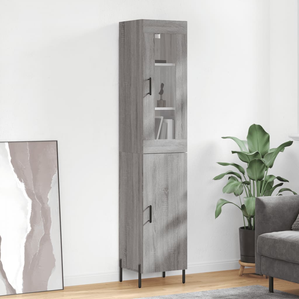 Berkfield Highboard Grey Sonoma 34.5x34x180 cm Engineered Wood