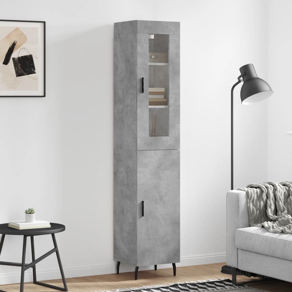 Berkfield Highboard Concrete Grey 34.5x34x180 cm Engineered Wood