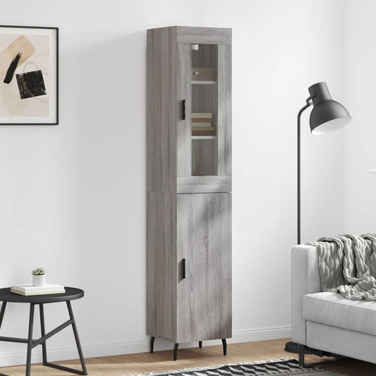 Berkfield Highboard Grey Sonoma 34.5x34x180 cm Engineered Wood