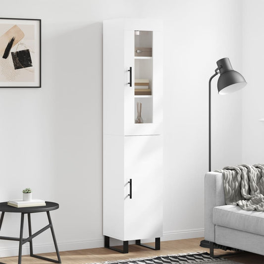 Berkfield Highboard High Gloss White 34.5x34x180 cm Engineered Wood