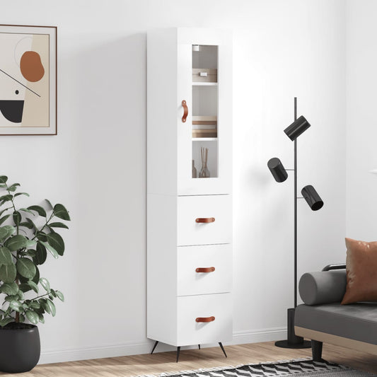 Berkfield Highboard High Gloss White 34.5x34x180 cm Engineered Wood