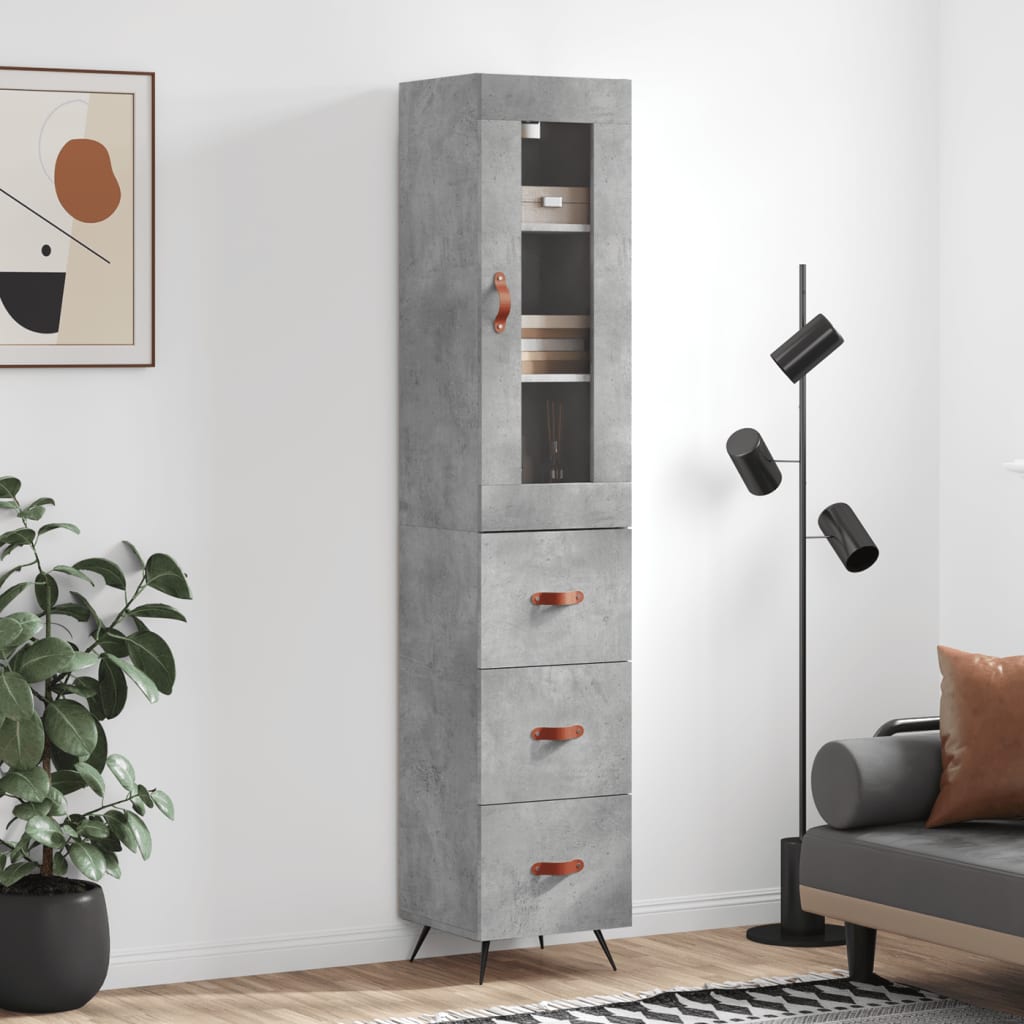 Berkfield Highboard Concrete Grey 34.5x34x180 cm Engineered Wood