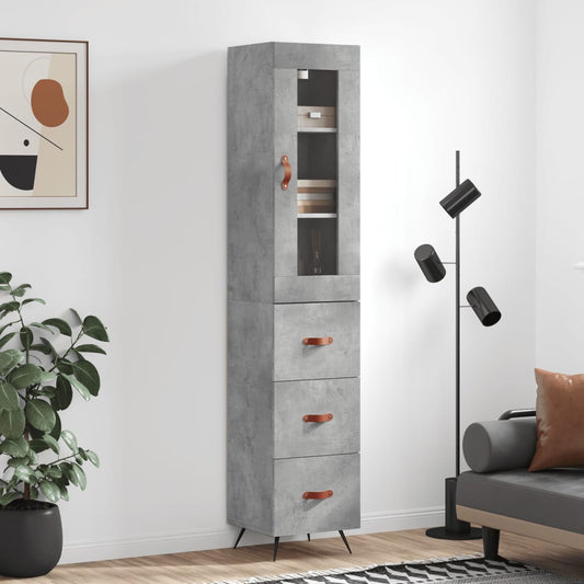 Berkfield Highboard Concrete Grey 34.5x34x180 cm Engineered Wood
