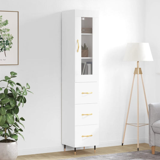 Berkfield Highboard White 34.5x34x180 cm Engineered Wood