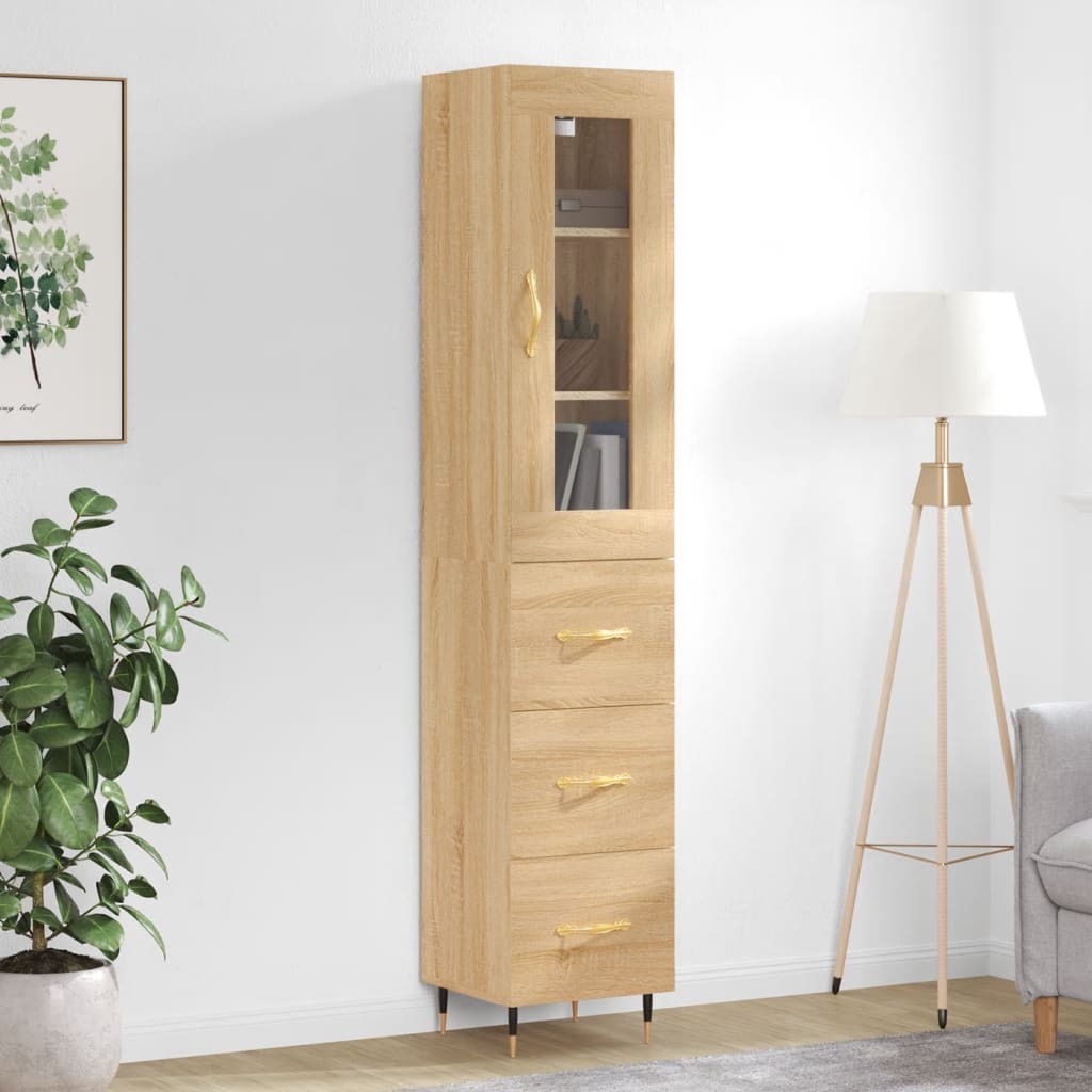 Berkfield Highboard Sonoma Oak 34.5x34x180 cm Engineered Wood