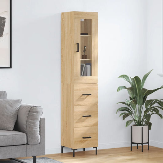 Berkfield Highboard Sonoma Oak 34.5x34x180 cm Engineered Wood