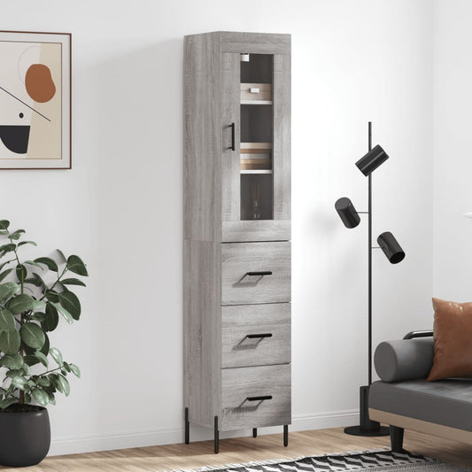 Berkfield Highboard Grey Sonoma 34.5x34x180 cm Engineered Wood
