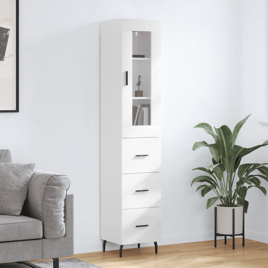 Berkfield Highboard High Gloss White 34.5x34x180 cm Engineered Wood