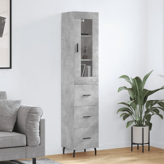 Berkfield Highboard Concrete Grey 34.5x34x180 cm Engineered Wood