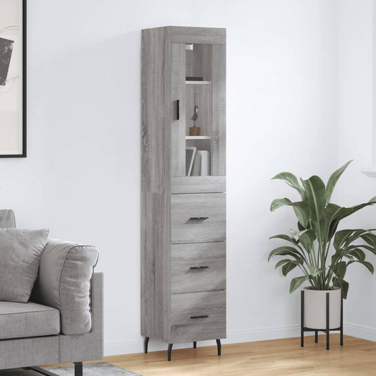 Berkfield Highboard Grey Sonoma 34.5x34x180 cm Engineered Wood