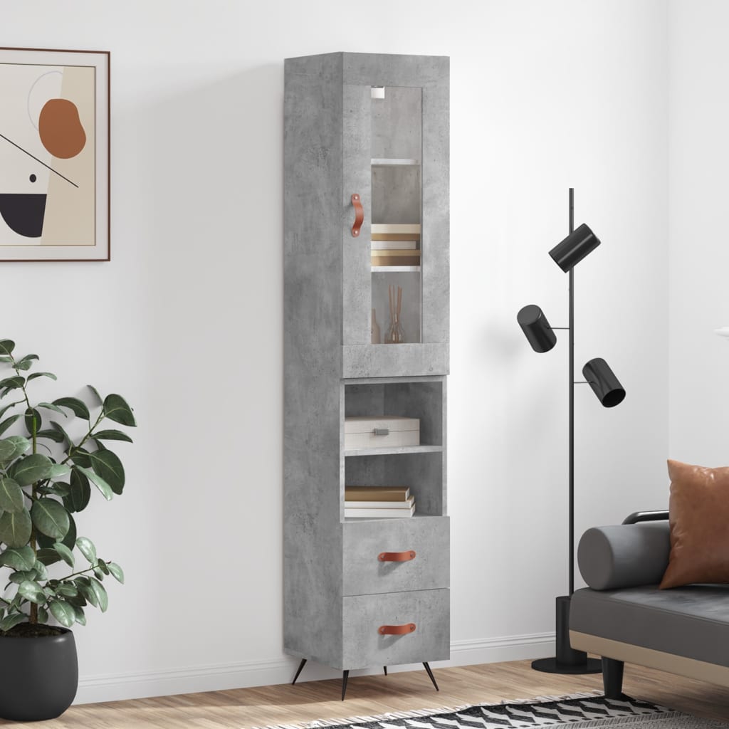 Berkfield Highboard Concrete Grey 34.5x34x180 cm Engineered Wood