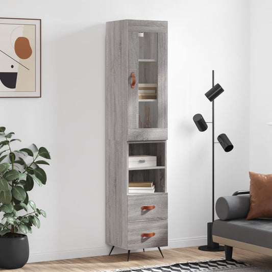 Berkfield Highboard Grey Sonoma 34.5x34x180 cm Engineered Wood