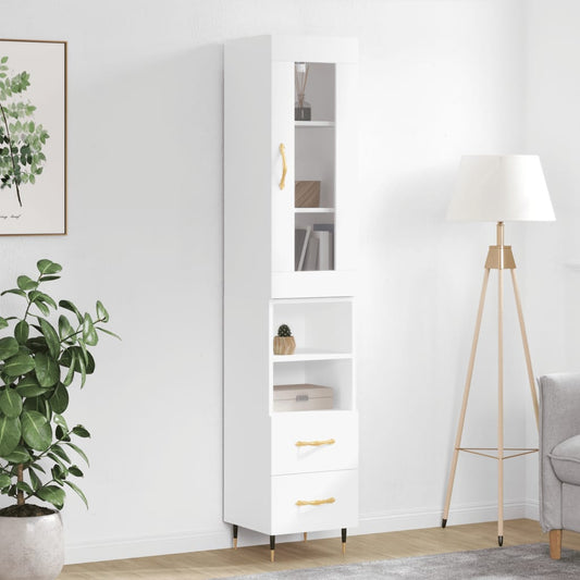Berkfield Highboard White 34.5x34x180 cm Engineered Wood