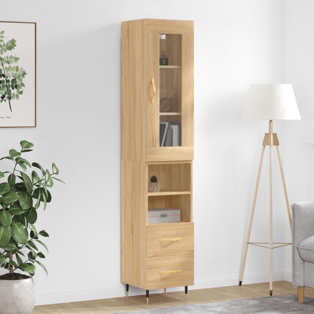 Berkfield Highboard Sonoma Oak 34.5x34x180 cm Engineered Wood