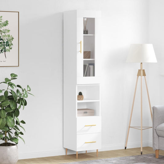 Berkfield Highboard High Gloss White 34.5x34x180 cm Engineered Wood
