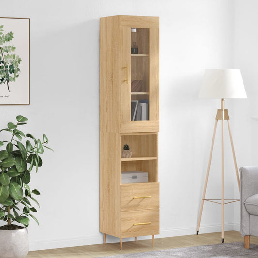 Berkfield Highboard Sonoma Oak 34.5x34x180 cm Engineered Wood