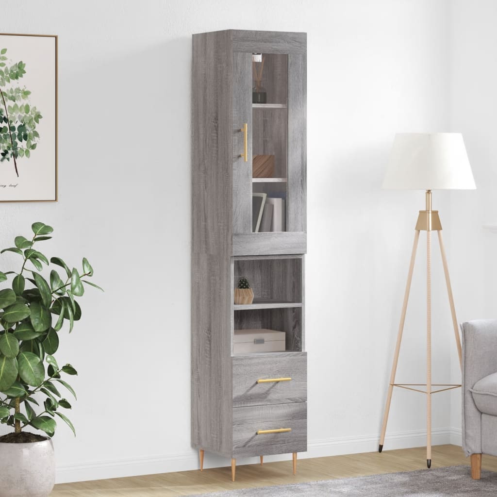 Berkfield Highboard Grey Sonoma 34.5x34x180 cm Engineered Wood