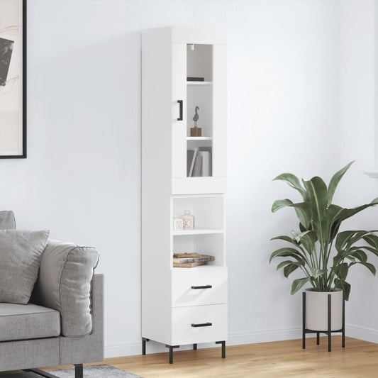 Berkfield Highboard White 34.5x34x180 cm Engineered Wood