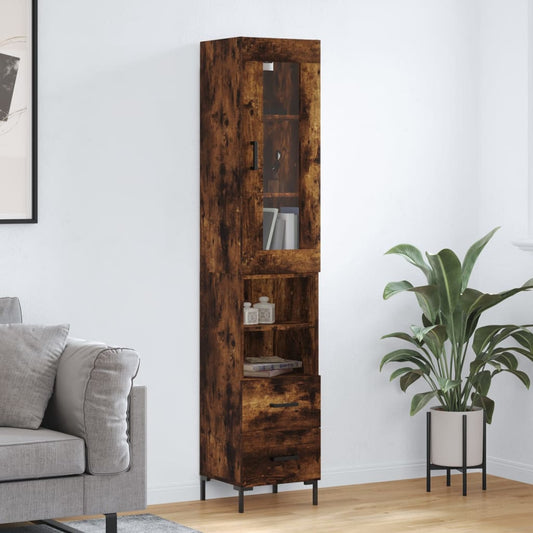 Berkfield Highboard Smoked Oak 34.5x34x180 cm Engineered Wood