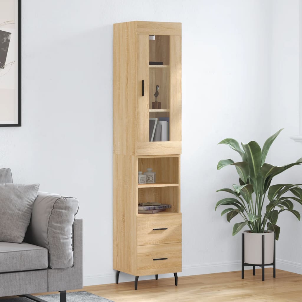 Berkfield Highboard Sonoma Oak 34.5x34x180 cm Engineered Wood