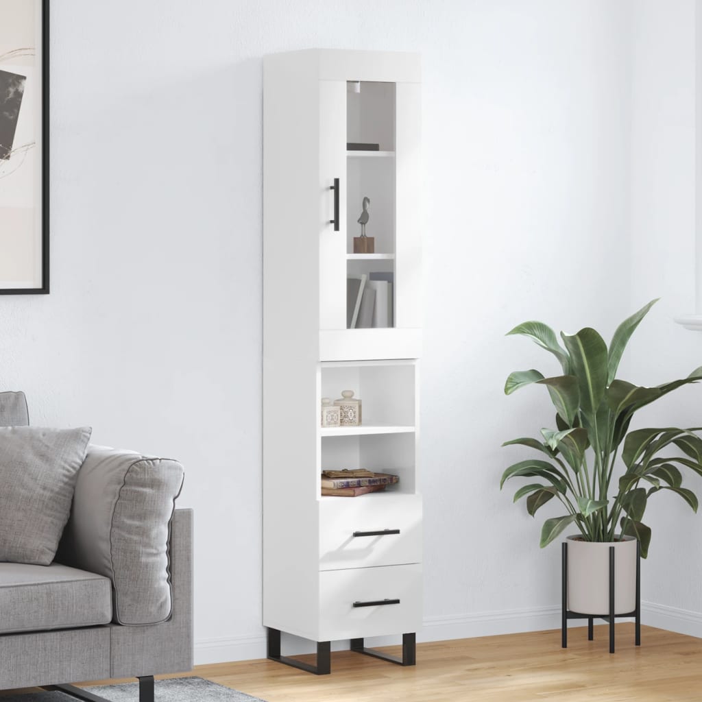 Berkfield Highboard High Gloss White 34.5x34x180 cm Engineered Wood