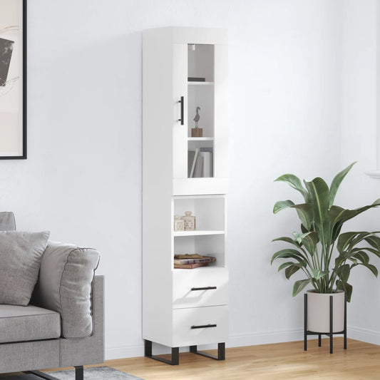 Berkfield Highboard High Gloss White 34.5x34x180 cm Engineered Wood