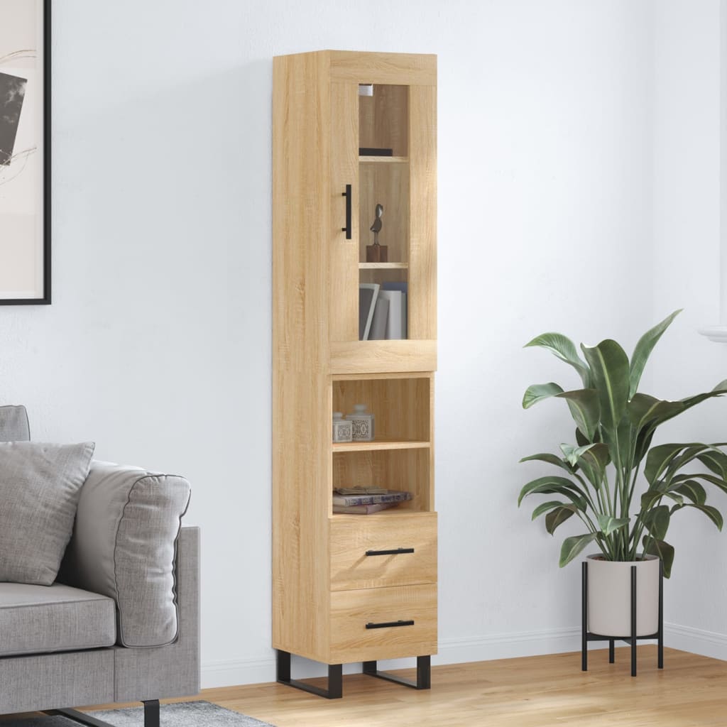 Berkfield Highboard Sonoma Oak 34.5x34x180 cm Engineered Wood