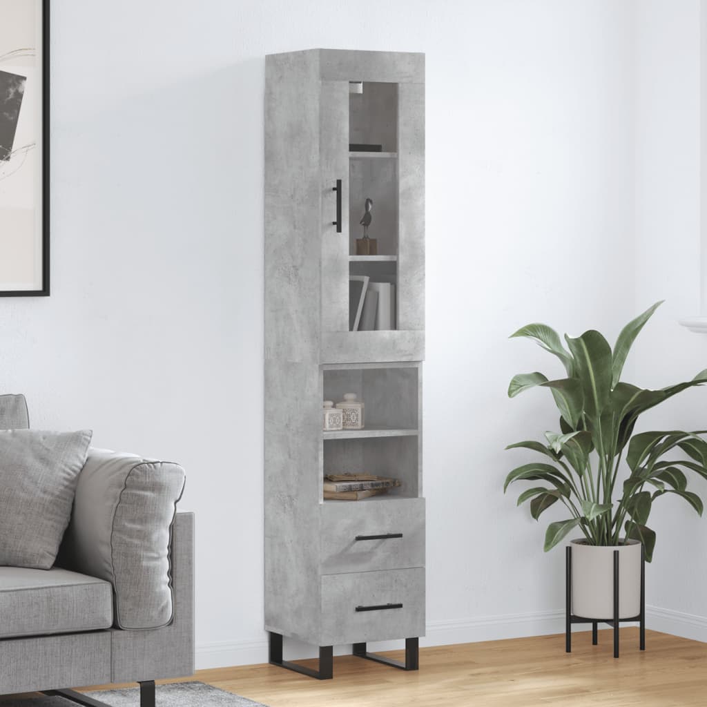 Berkfield Highboard Concrete Grey 34.5x34x180 cm Engineered Wood