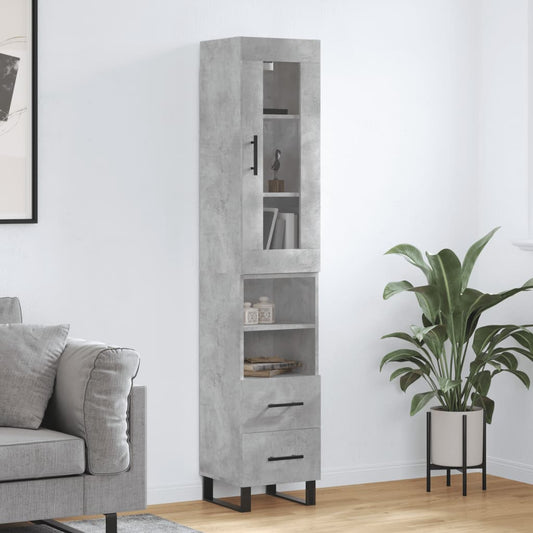 Berkfield Highboard Concrete Grey 34.5x34x180 cm Engineered Wood