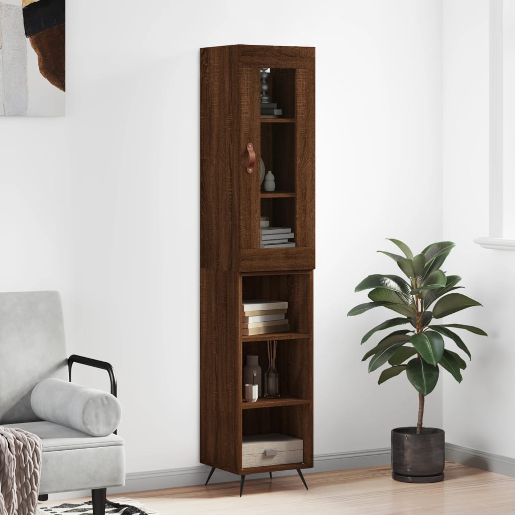 Berkfield Highboard Brown Oak 34.5x34x180 cm Engineered Wood