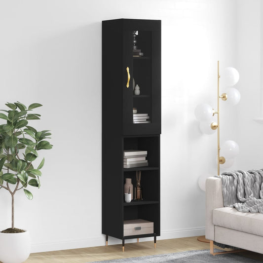 Berkfield Highboard Black 34.5x34x180 cm Engineered Wood