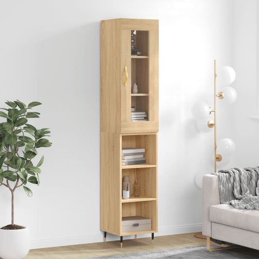 Berkfield Highboard Sonoma Oak 34.5x34x180 cm Engineered Wood