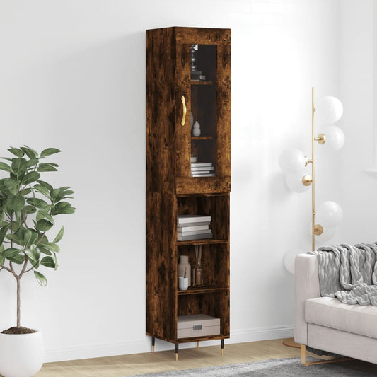 Berkfield Highboard Smoked Oak 34.5x34x180 cm Engineered Wood