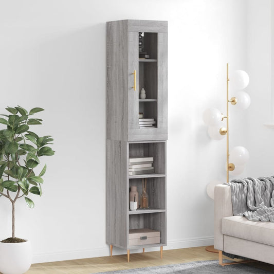 Berkfield Highboard Grey Sonoma 34.5x34x180 cm Engineered Wood
