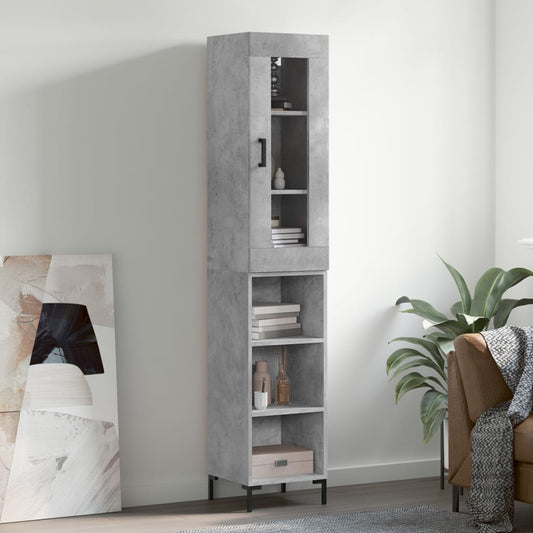 Berkfield Highboard Concrete Grey 34.5x34x180 cm Engineered Wood