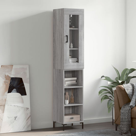 Berkfield Highboard Grey Sonoma 34.5x34x180 cm Engineered Wood