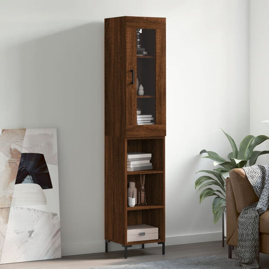 Berkfield Highboard Brown Oak 34.5x34x180 cm Engineered Wood