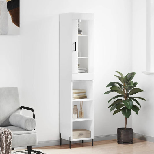 Berkfield Highboard High Gloss White 34.5x34x180 cm Engineered Wood