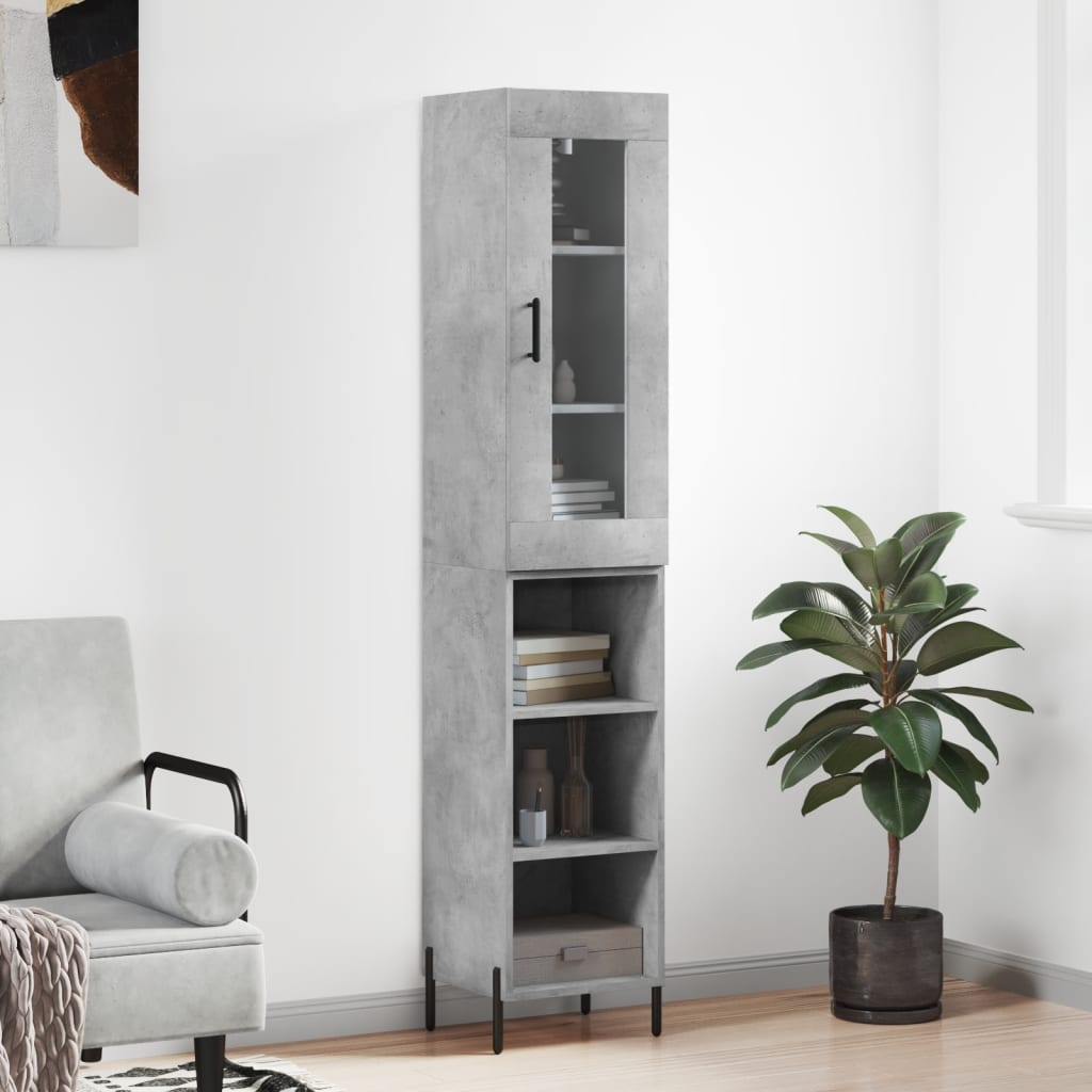 Berkfield Highboard Concrete Grey 34.5x34x180 cm Engineered Wood